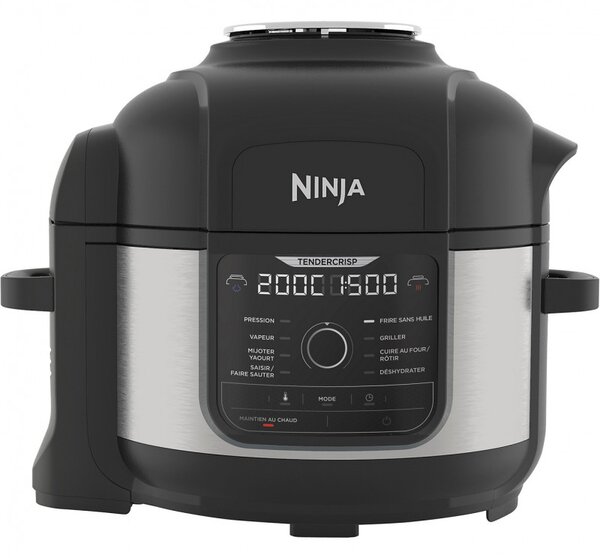 Мултикукър под налягане Ninja Foodi OP350FR, 1400W, 6 л, 9 програми, 40-200°C, TenderCrisp®, Керамично покритие, Поддържане на топлината, Цяло пиле, Черен/инокс