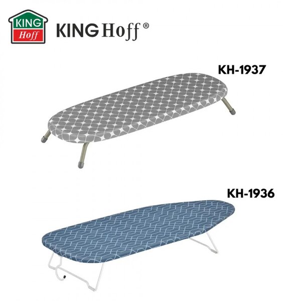Маса за гладене Kinghoff KH 1936, 76x30.5 см, Сгъваема, Кука за закачане, Син