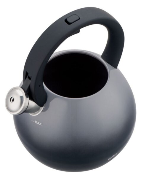 Свирещ чайник Klausberg KB 7955, 3l, Термоизолирана дръжка, Многослойно дъно, Индукция, Тъмносив графит