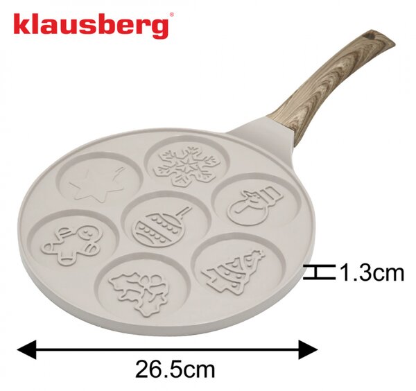 Тиган за палачинки Klausberg KB 7970, 26.5 см, 7 отделения, Незалепващо покритие, Индукция, Бежов