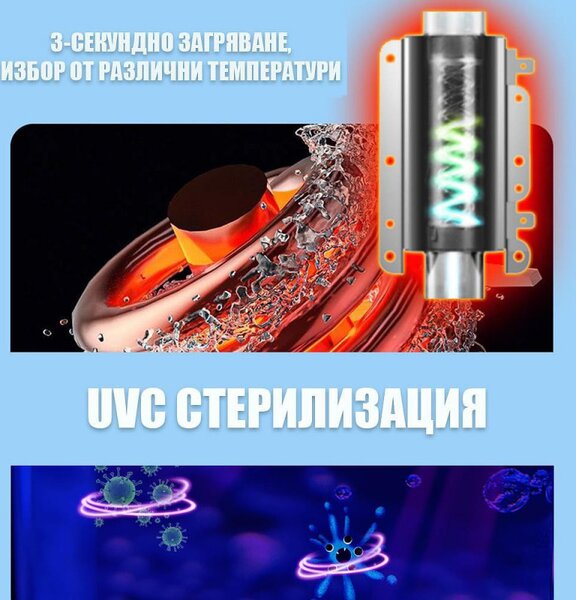 Диспенсър за вода с ледогенератор ELIXIR Ice, 2100W, Затопляне 18 л/ч, Охлаждане 2.5 л/ч, 4-90°C, 3 степенна филтрация, Тъчскрийн, UVC, Компресорен, Тъмносив