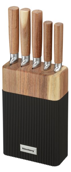 Комплект ножове Klausberg KB 7981, 6 части, Неръждаема стомана, Стойка, Кафяв/графит