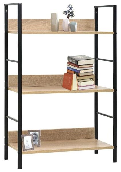 Етажерка за книги с 3 рафта, дъб, 60x27,6x90,5 см, ПДЧ