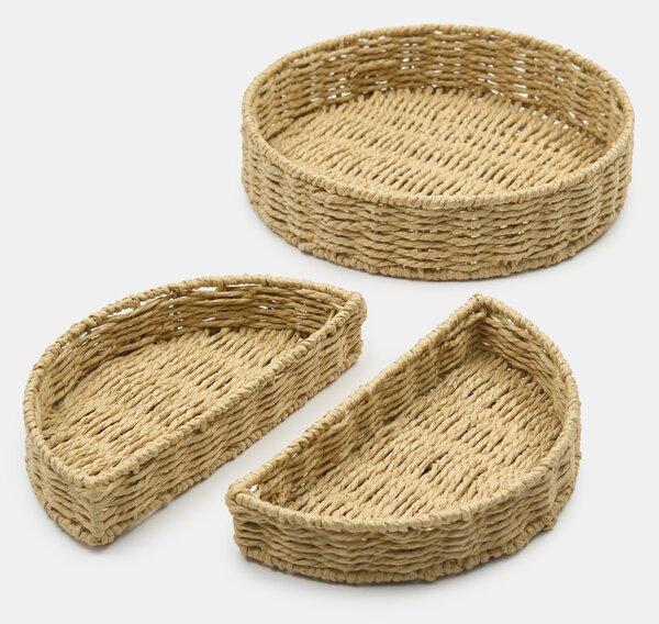 Sinsay - Комплект плетени декоративни подноси 3 pack - бежово