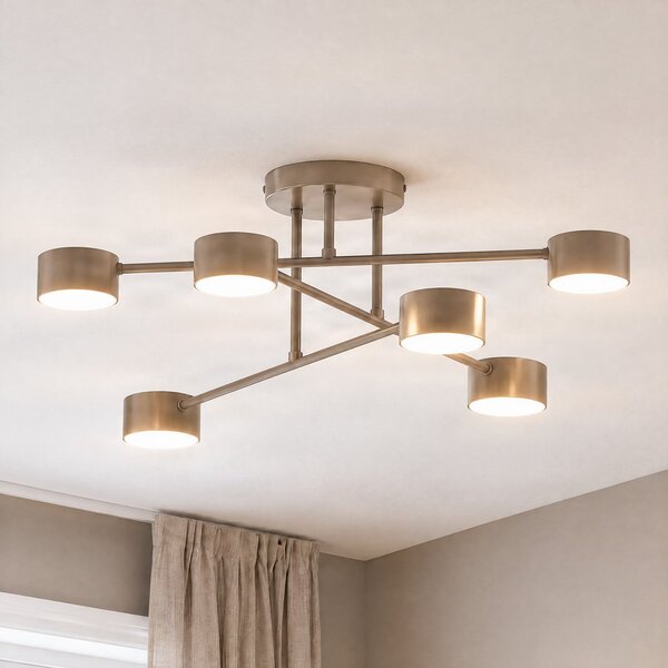 EMIBIG LIGHTING Таванна лампа HALO, бежова, Ø 60 см, 6-лампова, метал, GX53, Затъмняване, Бежов, Дневна/трапезария, Метал, Модерен, Полукръгъл таван с разстояния