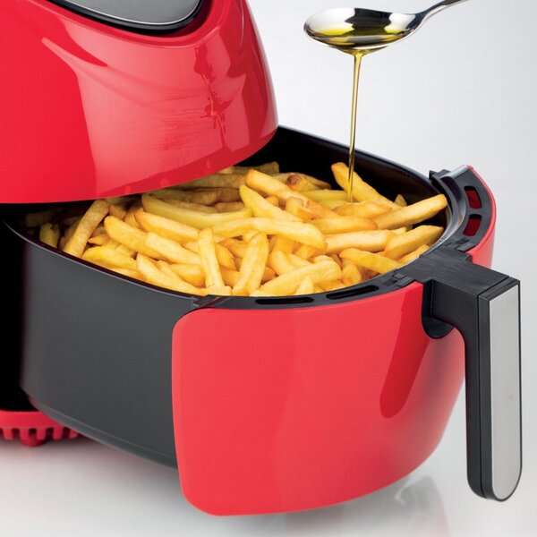 Фритюрник с горещ въздух Ariete AIRY FRYER XXL 4618/01, 1800W, 5.5 л, 7 програми, Таймер, LCD сензорен дисплей, Червен