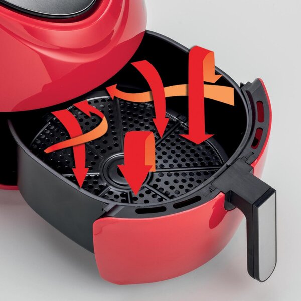 Фритюрник с горещ въздух Ariete AIRY FRYER XXL 4618/01, 1800W, 5.5 л, 7 програми, Таймер, LCD сензорен дисплей, Червен