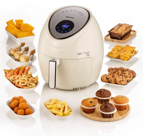 Фритюрник с горещ въздух Ariete AIRY FRYER XXL 4618/02, 1800W, 5.5 л, 7 програми, Таймер, LCD сензорен дисплей, Бежов