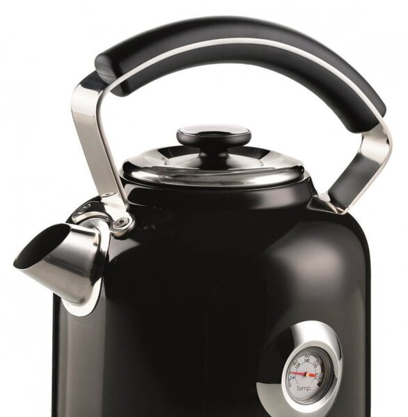 Електрическа кана Ariete MODERNA 2854/02, 2000W, 1.7 л, Термометър, 360C безжична основа, Подвижен филтър, Черен