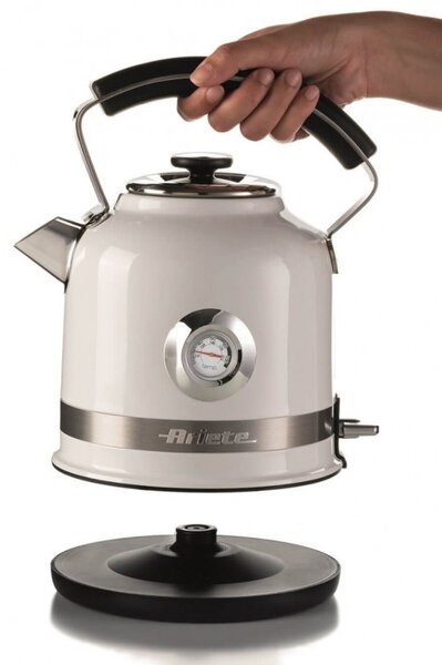 Електрическа кана Ariete MODERNA 2854/01, 2000W, 1.7 л, Термометър, 360C безжична основа, Подвижен филтър, Бял