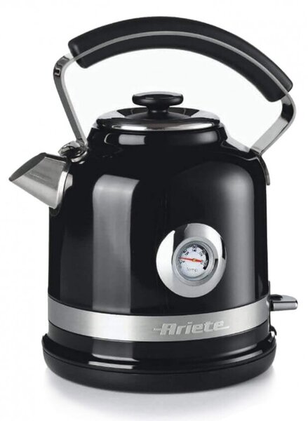 Електрическа кана Ariete MODERNA 2854/02, 2000W, 1.7 л, Термометър, 360C безжична основа, Подвижен филтър, Черен