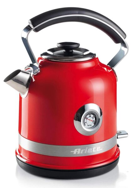 Електрическа кана Ariete MODERNA 2854/00, 2000W, 1.7 л, Термометър, 360C безжична основа, Подвижен филтър, Червен