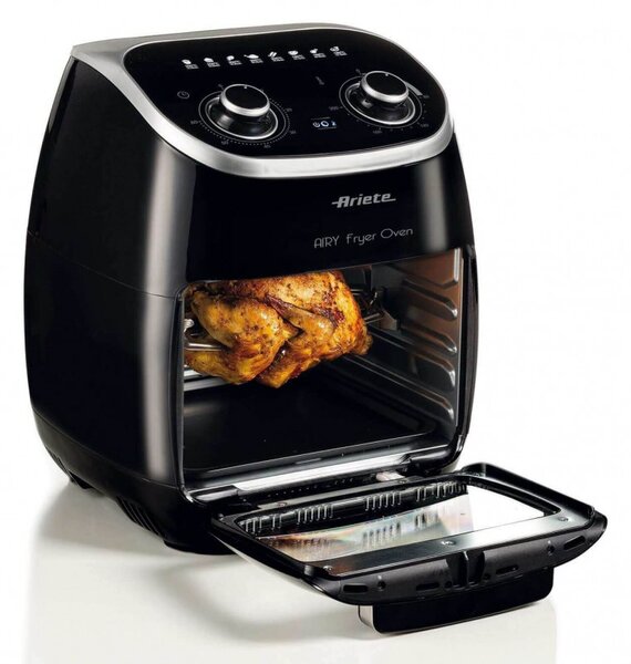 Фритюрник-фурна с горещ въздух Ariete AIRY FRYER OVEN 4619/00, 2000W, 11 л, 8 програми, 80-200C, Ротационен грил, Таймер, Черен
