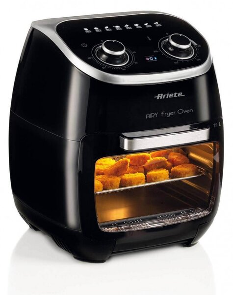 Фритюрник-фурна с горещ въздух Ariete AIRY FRYER OVEN 4619/00, 2000W, 11 л, 8 програми, 80-200C, Ротационен грил, Таймер, Черен