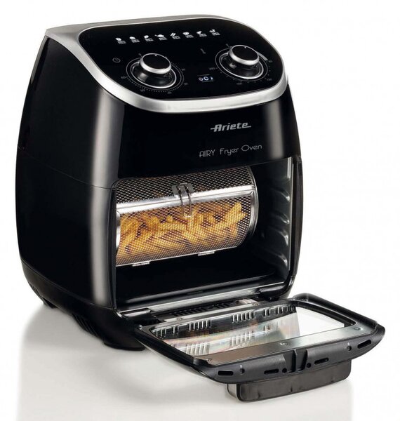 Фритюрник-фурна с горещ въздух Ariete AIRY FRYER OVEN 4619/00, 2000W, 11 л, 8 програми, 80-200C, Ротационен грил, Таймер, Черен
