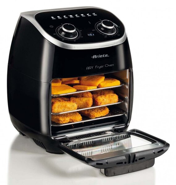 Фритюрник-фурна с горещ въздух Ariete AIRY FRYER OVEN 4619/00, 2000W, 11 л, 8 програми, 80-200C, Ротационен грил, Таймер, Черен