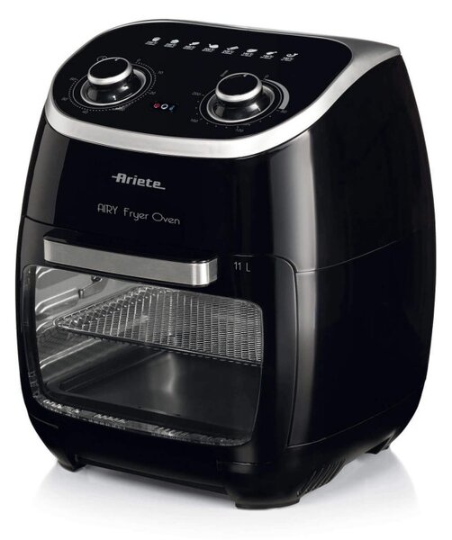 Фритюрник-фурна с горещ въздух Ariete AIRY FRYER OVEN 4619/00, 2000W, 11 л, 8 програми, 80-200C, Ротационен грил, Таймер, Черен