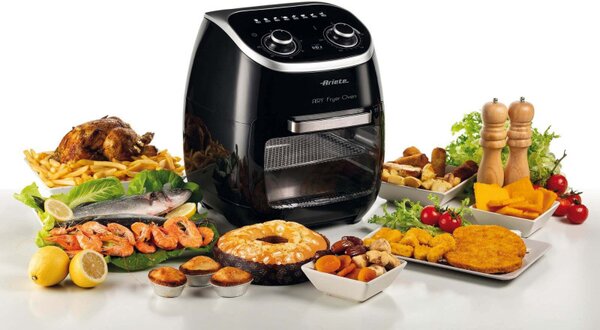 Фритюрник-фурна с горещ въздух Ariete AIRY FRYER OVEN 4619/00, 2000W, 11 л, 8 програми, 80-200C, Ротационен грил, Таймер, Черен
