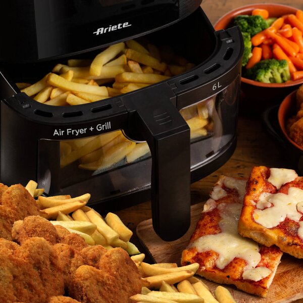 Фритюрник с горещ въздух Ariete MAXI 4626/00, 1300 W, 6 л, 8 програми, 35-200C, LCD сензорен панел, Черен