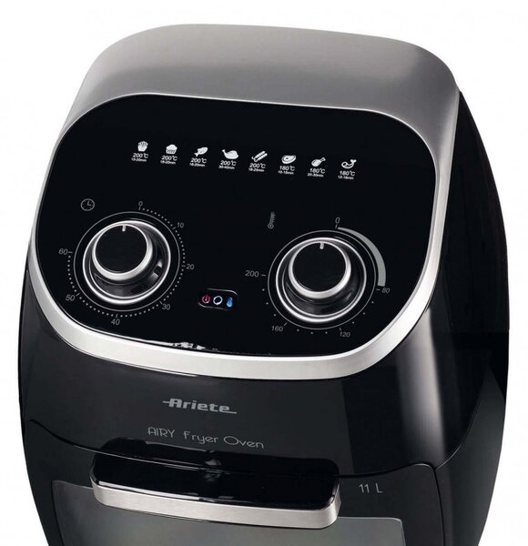 Фритюрник-фурна с горещ въздух Ariete AIRY FRYER OVEN 4619/00, 2000W, 11 л, 8 програми, 80-200C, Ротационен грил, Таймер, Черен