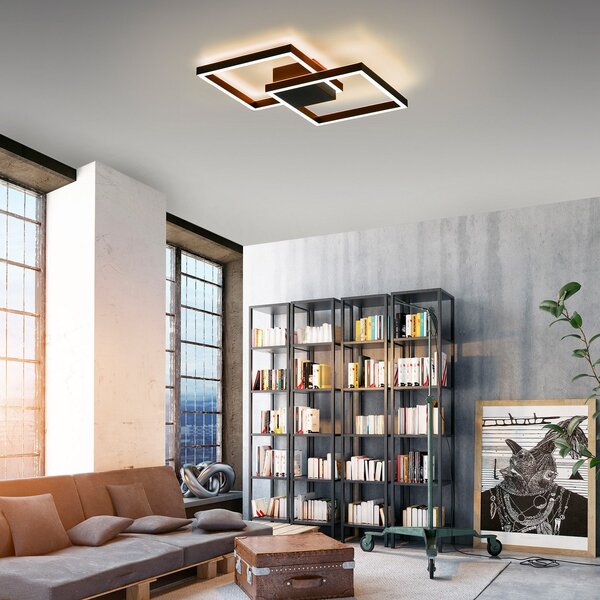 Q-Smart-Home Paul Neuhaus Q-MARKO LED осветление за таван, 2fl, ъглова форма, Затъмняване, Черен, Дневна/трапезария, Метал, Модерен