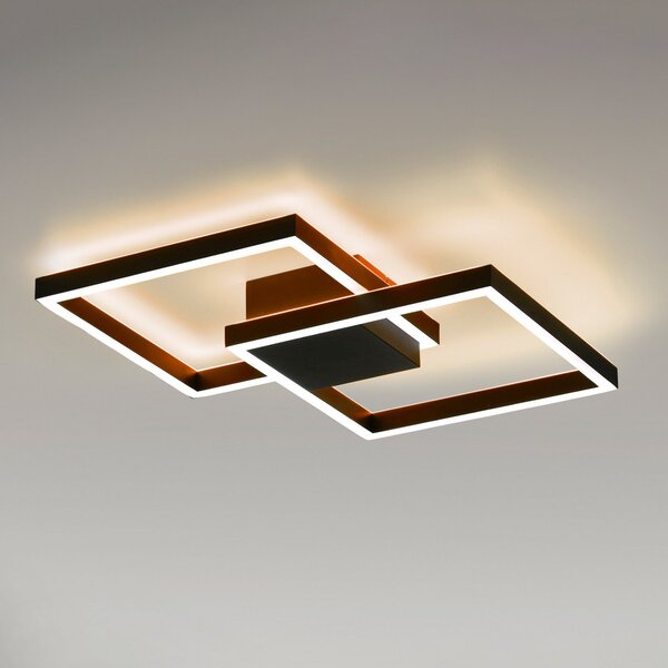 Q-Smart-Home Paul Neuhaus Q-MARKO LED осветление за таван, 2fl, ъглова форма, Затъмняване, Черен, Дневна/трапезария, Метал, Модерен