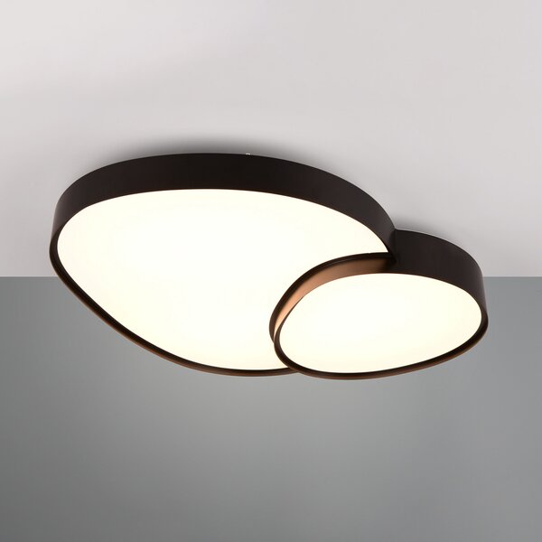 Trio Lighting LED осветление за таван Rise, черно, 77 x 63 cm, CCT, с възможност за, Затъмняване, Черен, Дневна/трапезария, Метал, Модерен