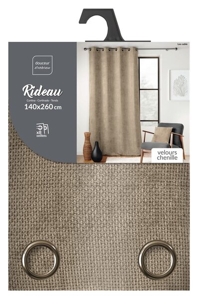 Светлокафяво перде от шенил 140x260 cm Leo – douceur d'intérieur
