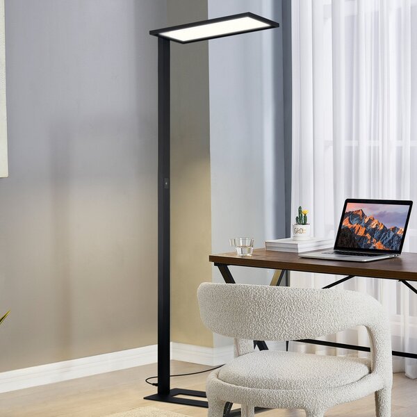 PRIOS Prios LED офис лампа Taronis, черна, 195 cm, с възможност за димиране, Затъмняване, Черен, кабинет / офис, Алуминий, Модерен