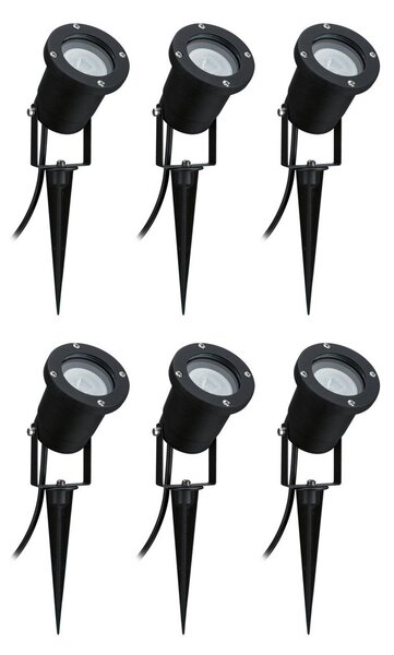 Paulmann Special Line LED прожектор за земни шипове комплект от 6, Черен, Метал