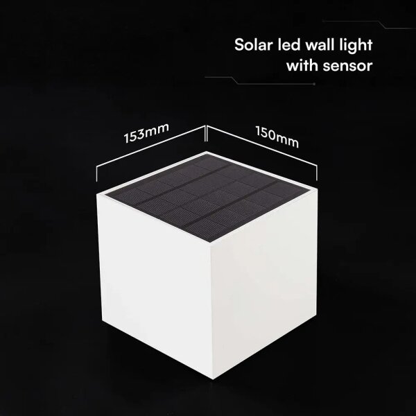 Соларна LED стенна лампа със сензор LED/9W/3,7V 3000/4000/5000K IP65 2600mAh бяла