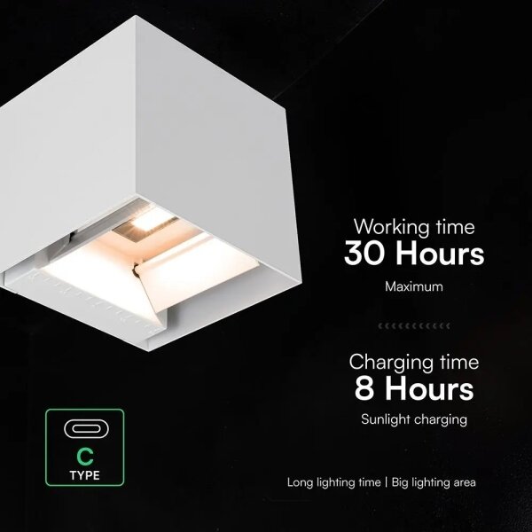 Соларна LED стенна лампа със сензор LED/9W/3,7V 3000/4000/5000K IP65 2600mAh бяла