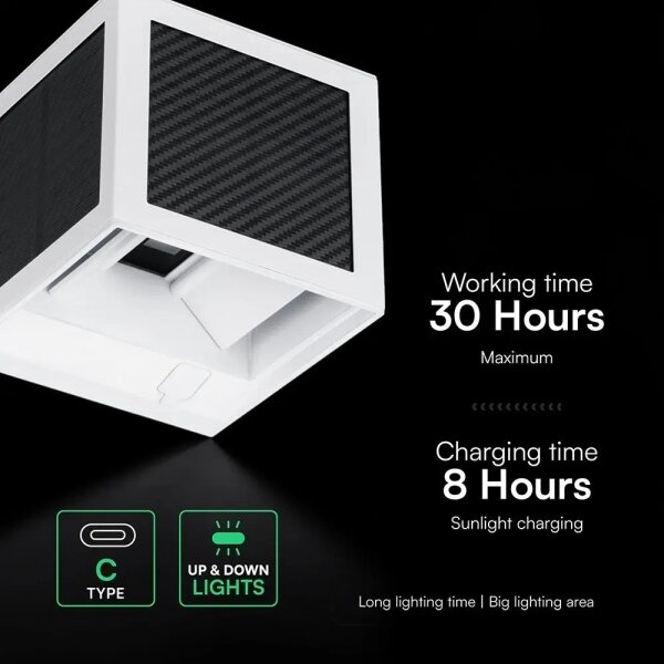 LED соларна стенна лампа със сензор LED/9W/3,7V 3000/4000/6000K IP65 2600 mAh бяла