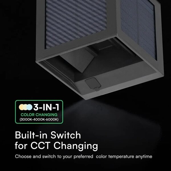LED соларна стенна лампа със сензор LED/9W/3,7V 3000/4000/6000K IP65 2600mAh черна