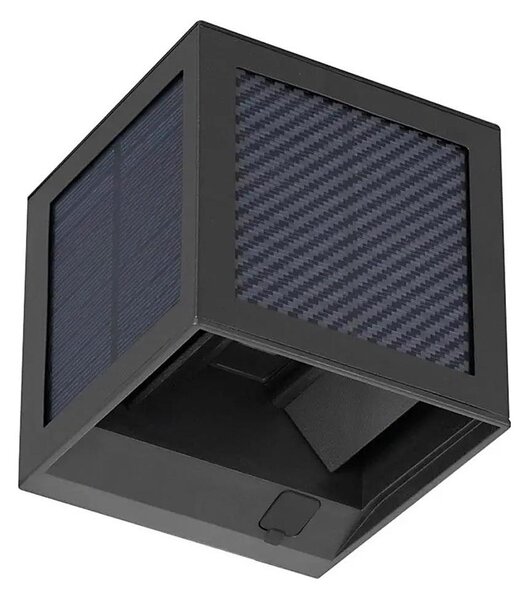 LED соларна стенна лампа със сензор LED/9W/3,7V 3000/4000/6000K IP65 2600mAh черна