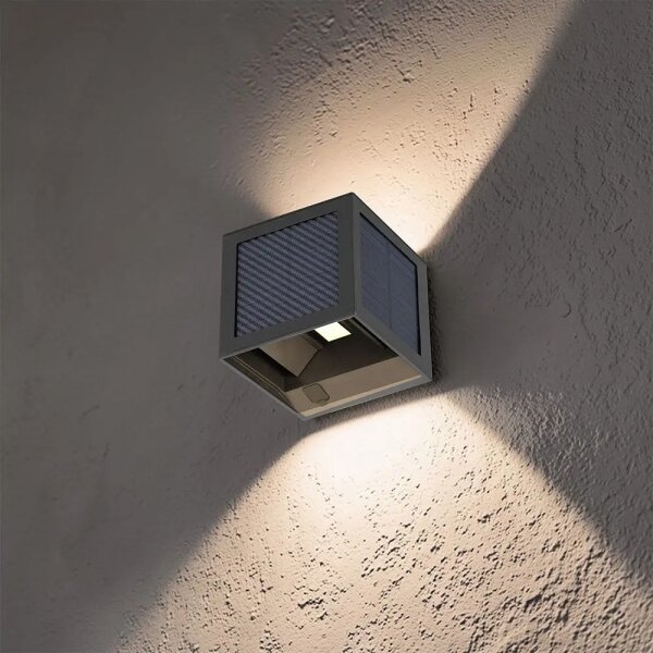 LED соларна стенна лампа със сензор LED/9W/3,7V 3000/4000/6000K IP65 2600mAh черна