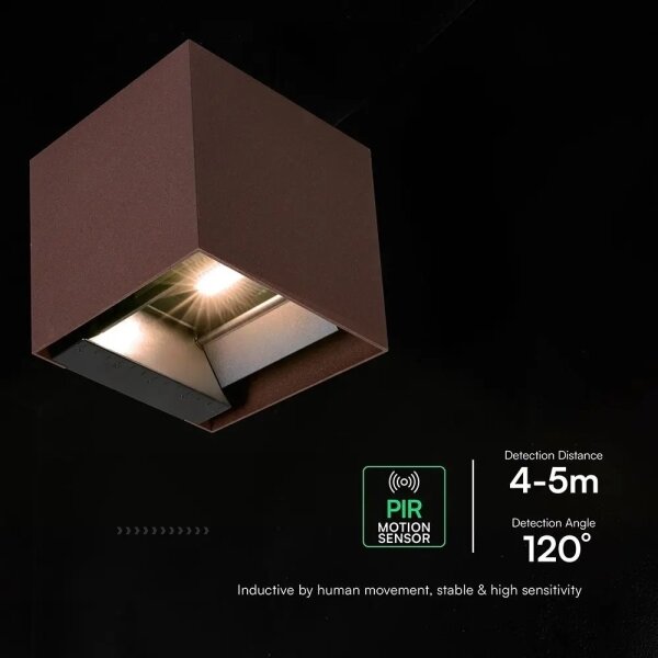 LED соларно стенно осветително тяло със сензор LED/9W/3,7V 3000/4000/5000K IP65 2600 mAh кафяво