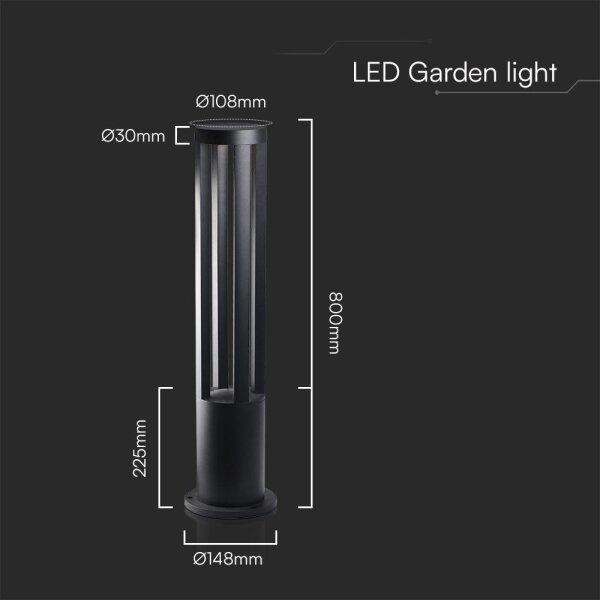 LED външна лампа LED/10W/230V 3000K IP65 80 cm черна