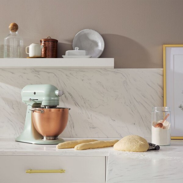 Планетарен миксер KitchenAid Artisan Blossom Exclusive Design 5KSM180LEELB, 300W, 4.7 л, Direct drive, 10 скорости, Накланяща се глава, Купа от кована мед, Билково зелен