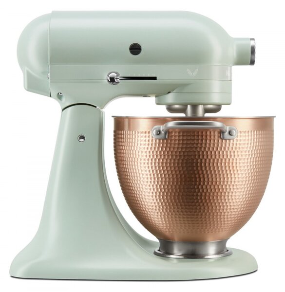 Планетарен миксер KitchenAid Artisan Blossom Exclusive Design 5KSM180LEELB, 300W, 4.7 л, Direct drive, 10 скорости, Накланяща се глава, Купа от кована мед, Билково зелен
