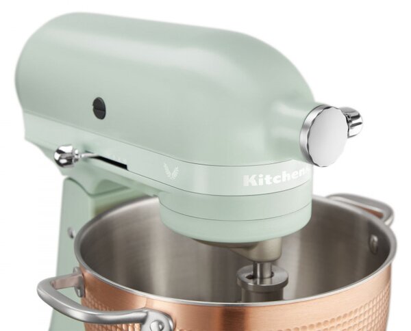 Планетарен миксер KitchenAid Artisan Blossom Exclusive Design 5KSM180LEELB, 300W, 4.7 л, Direct drive, 10 скорости, Накланяща се глава, Купа от кована мед, Билково зелен
