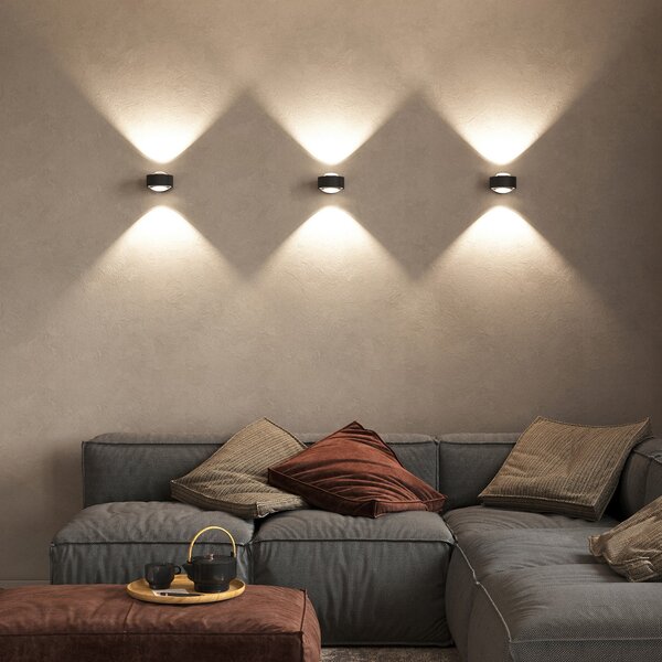 Top Light Puk Maxx Wall, LED, прозрачни лещи, черен мат, Затъмняване, Черен, Дневна/трапезария, Метал, Дизайн