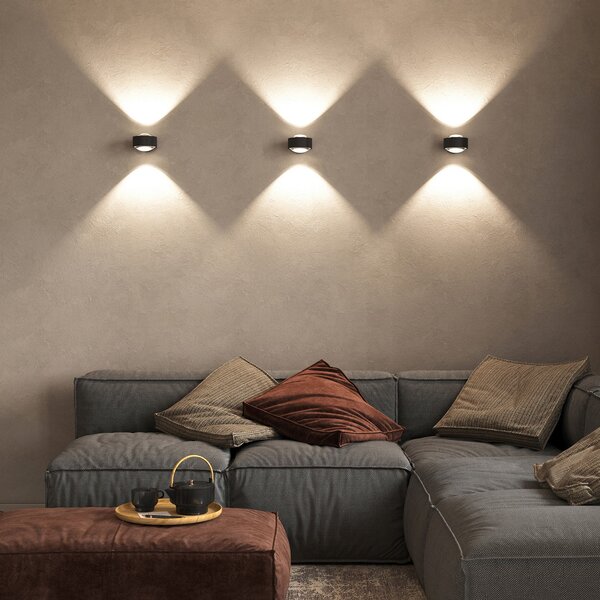 Top Light Puk Maxx Wall, LED, прозрачни лещи, черен мат, Затъмняване, Черен, Дневна/трапезария, Метал, Дизайн