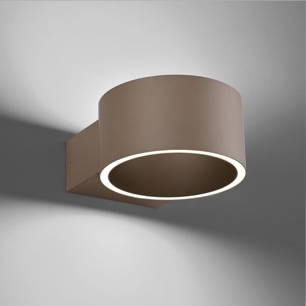 PURE LED осветление за стена Clipse, бронзов цвят, алуминий Ø 15 cm, Затъмняване, Бронзов / античен месинг, Дневна/трапезария, Алуминий, Модерен, Кръгла стена