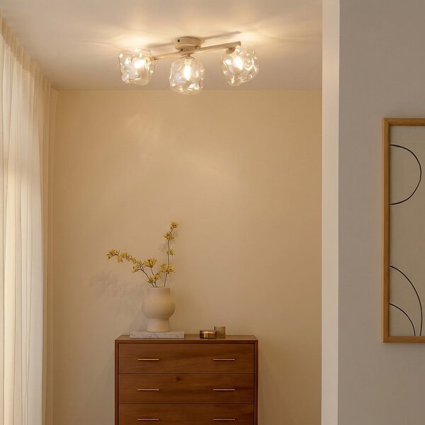 TK Lighting Таванна лампа „Lava“, с 3 лампи, дължина 50 см, цвят пясък/коняк, G9, Затъмняване, Бежов, Дневна/трапезария, Стъкло, Модерен
