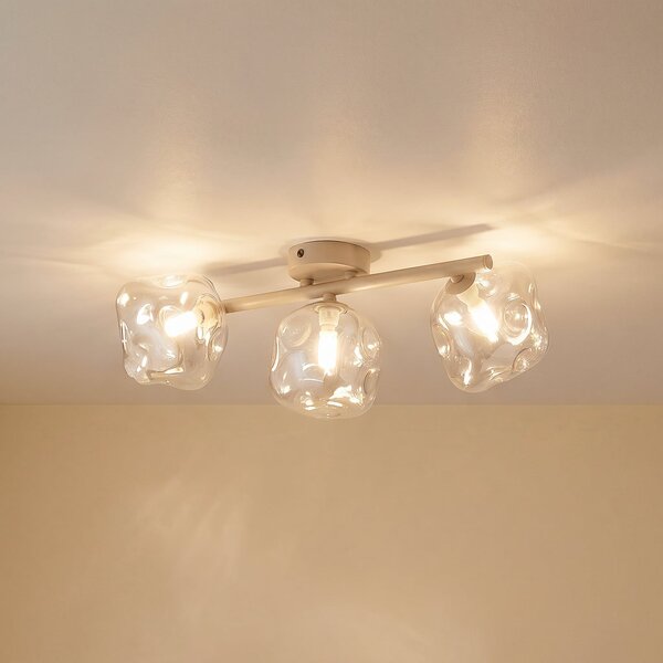 TK Lighting Таванна лампа „Lava“, с 3 лампи, дължина 50 см, цвят пясък/коняк, G9, Затъмняване, Бежов, Дневна/трапезария, Стъкло, Модерен