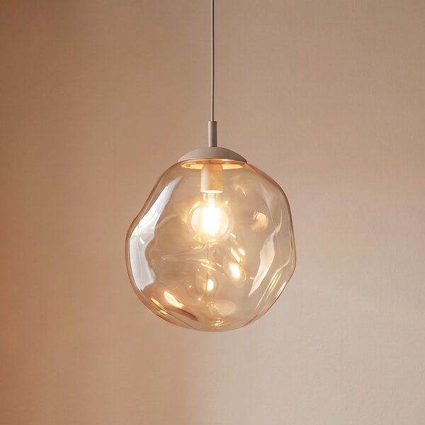 TK Lighting Висяща лампа „Лава“, Ø 35 см, E27, пясъчен/коняк, стъкло, Затъмняване, Бежов, Дневна/трапезария, Стъкло, Модерен