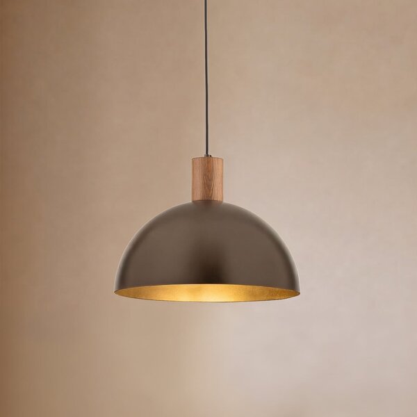 TK Lighting Висяща лампа „Осло“, кафява, метал, Ø 34 см, E27, Затъмняване, Кафяв / ръждив, Дневна/трапезария, Метал, Модерен