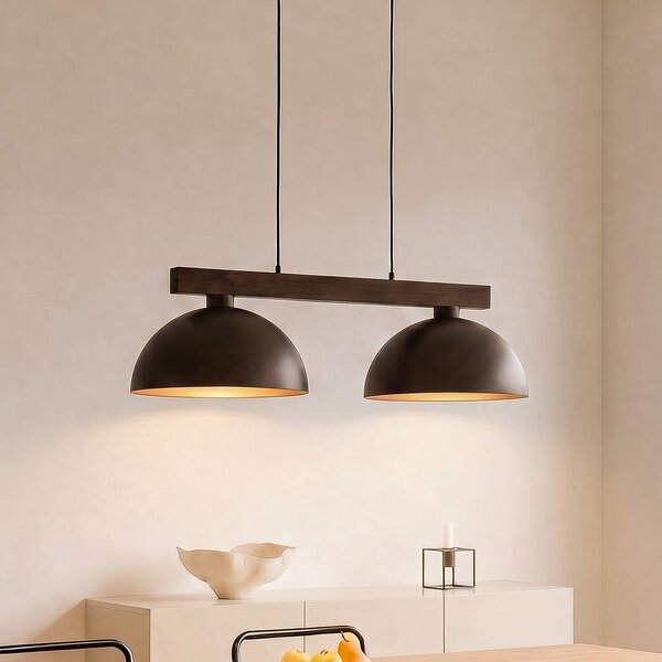 TK Lighting Висяща лампа „Осло“, кафява, с 2 лампи, дължина 83 см, E27, Затъмняване, Кафяв / ръждив, Дневна/трапезария, Метал, Модерен