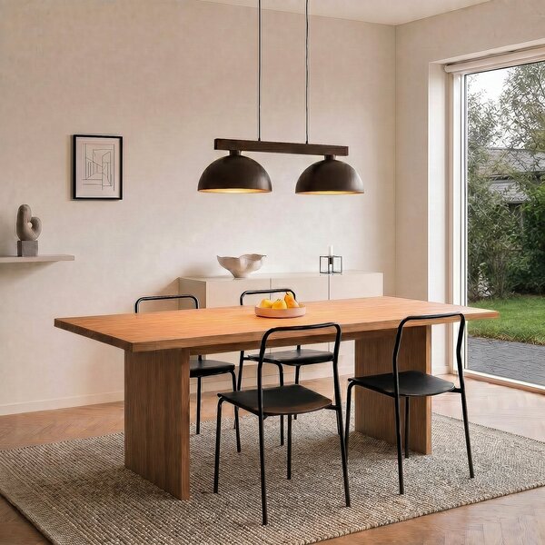 TK Lighting Висяща лампа „Осло“, кафява, с 2 лампи, дължина 83 см, E27, Затъмняване, Кафяв / ръждив, Дневна/трапезария, Метал, Модерен